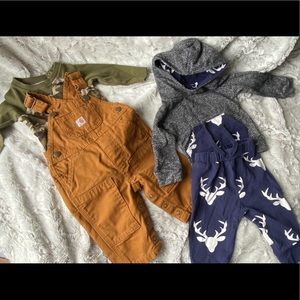 Carhartt Canvas overall and deer hoodie boy 3mo bundle